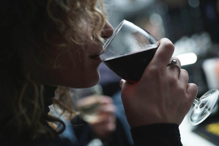 Tasting a glass of red wine
