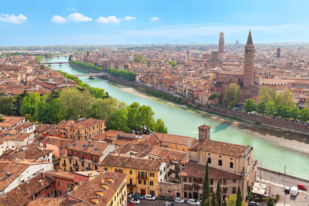 The Adige winding through the rooftops of Verona
