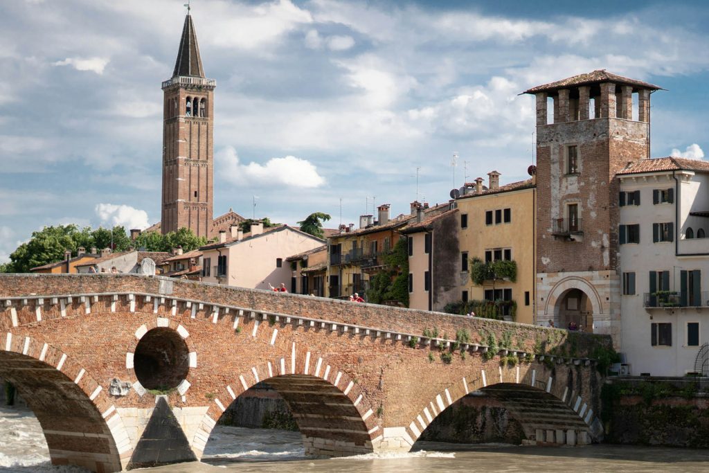 Ponte Pietra and the towers of Verona